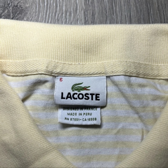 Lacoste Men's Striped Cream Polo Shirt - Picture 3 of 6